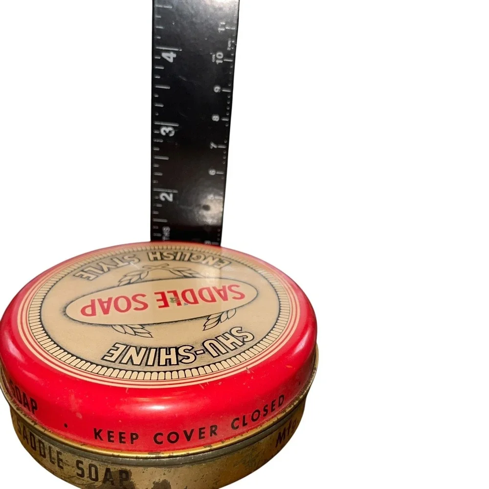 Vintage Shu Shine Saddle Soap Tin‎ English Style Advertising Signal Co Empty